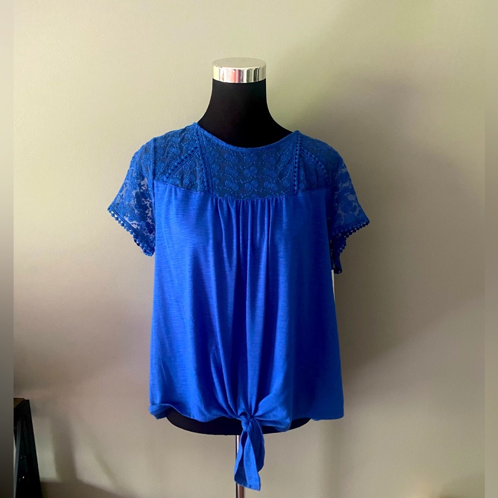 Hannah 💙 blue mesh top